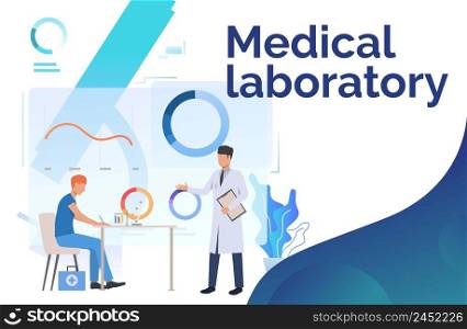 Laboratory workers working with medical data vector illustration. Scientific research, experiment, medicine. Medical laboratory concept. Creative design for presentations, templates, banners