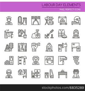 Labour day Elements , Thin Line and Pixel Perfect Icons