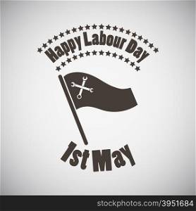 Labour day emblem with banner and wrenches. Vector illustration.