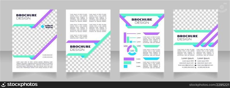Labour economics blue blank brochure design. Template set with copy space for text. Premade corporate reports collection. Editable 4 paper pages. Syncopate, Poller One, Arial Regular fonts used. Labour economics blue blank brochure design