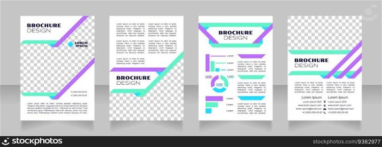 Labour economics blue blank brochure design. Template set with copy space for text. Premade corporate reports collection. Editable 4 paper pages. Syncopate, Poller One, Arial Regular fonts used. Labour economics blue blank brochure design