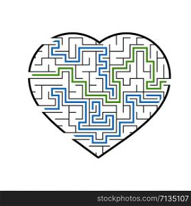 Labyrinth heart. Game for kids and adults. Find the right path. Puzzle for children. Labyrinth conundrum. Flat vector illustration isolated on white background. With the answers. Labyrinth heart. Game for kids and adults. Find the right path. Puzzle for children. Labyrinth conundrum. Flat vector illustration isolated on white background. With the answers.