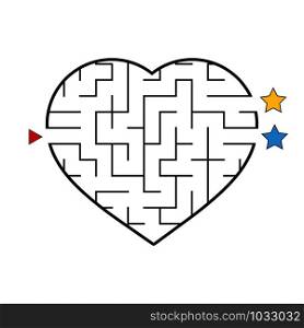 Labyrinth in the shape of a heart. Game for kids. Puzzle for children. Maze conundrum. Flat vector illustration isolated on white background.. Labyrinth in the shape of a heart. Game for kids. Puzzle for children. Find the right way. Maze conundrum. Flat vector illustration isolated on white background.