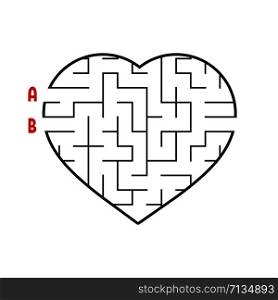 Labyrinth in the shape of a heart. Game for kids. Puzzle for children. Maze conundrum. Flat vector illustration isolated on white background.. Labyrinth in the shape of a heart. Game for kids. Puzzle for children. Find the right way. Maze conundrum. Flat vector illustration isolated on white background.