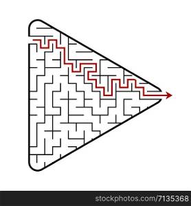 Labyrinth in the shape of an arrow. Game for kids. Puzzle for children. Find the right path. Maze conundrum. Flat vector illustration isolated on white background. With answer. Labyrinth in the shape of an arrow. Game for kids. Puzzle for children. Find the right path. Maze conundrum. Flat vector illustration isolated on white background. With answer.