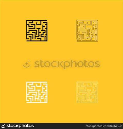 Labyrinth, maze conundrum black and white set icon. Labyrinth, maze conundrum black and white set icon . Flat style .