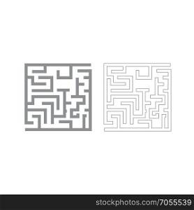 Labyrinth, maze conundrum grey set icon .
