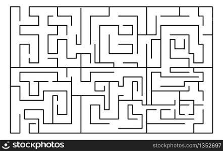 Labyrinth, maze rectangular shape. Education, logic game, puzzle. Find right way. Vector illustration isolated on white background.. Labyrinth, maze rectangular shape. Education, logic game, puzzle. Vector illustration isolated on white background