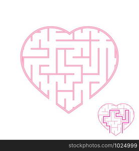 Labyrinth with pink stroke. Lovely heart. A game for children. Simple flat vector illustration isolated on white background. With the answer. Labyrinth with pink stroke. Lovely heart. A game for children. Simple flat vector illustration isolated on white background. With the answer.