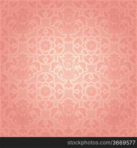 Lace background, ornamental pink flowers template