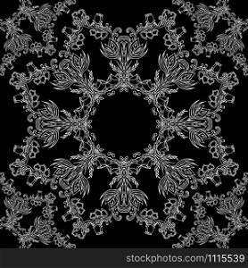 Lace black and white seamless texture with a floral pattern for your design