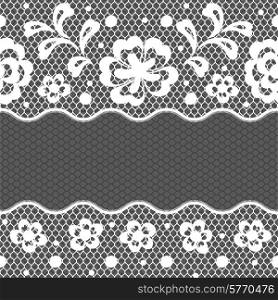 Lace fabric seamless border with abstract flowers.