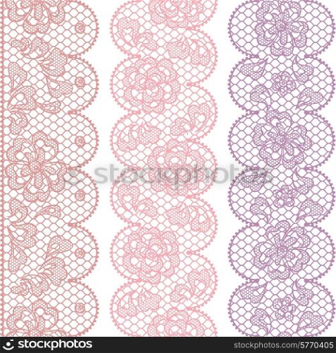 Lace fabric seamless borders with abstact flowers.