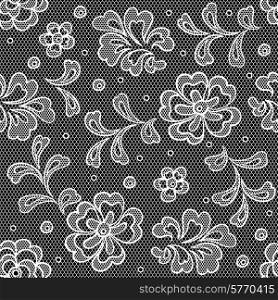 Lace fabric seamless pattern with abstract flowers.