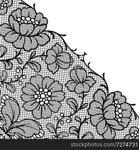 Lace ornamental background with flowers. Vintage fashion textile.. Lace ornamental background with flowers.