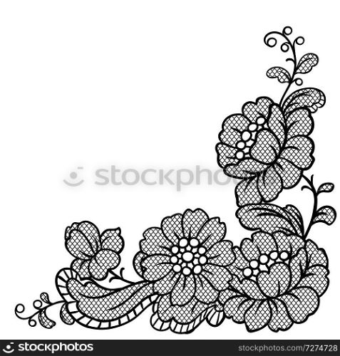 Lace ornamental decoration with flowers. Vintage fashion textile.. Lace ornamental decoration with flowers.