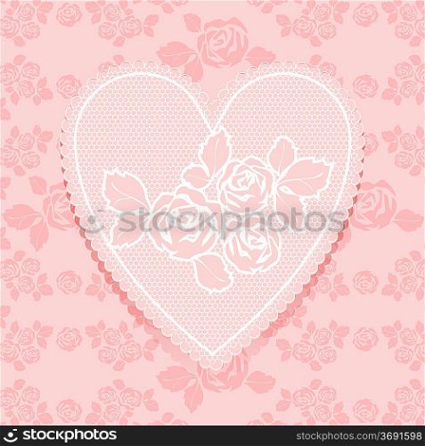 Lace pink in heart shape