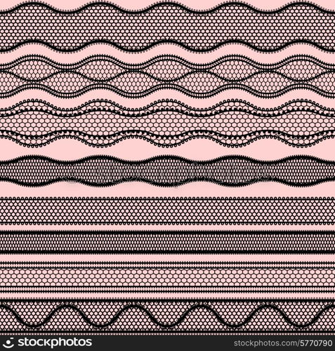 Lace seamless borders. Vector set of elements for design.. Lace seamless borders. Vector set of elements for design