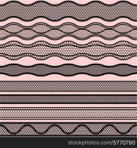 Lace seamless borders. Vector set of elements for design.. Lace seamless borders. Vector set of elements for design