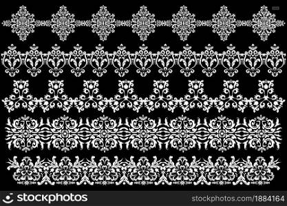 Lace texture, mehndi pattern in oriental style.For application of henna. For the design of wall, menus, wedding invitations or labels, for laser cutting, marquetry. Digital graphics. Black and white.. Lace texture, mehndi pattern in oriental style