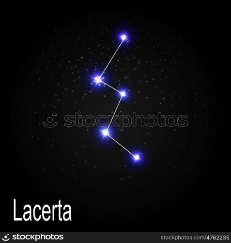 Lacerta Constellation with Beautiful Bright Stars on the Background of Cosmic Sky Vector Illustration EPS10. Lacerta Constellation with Beautiful Bright Stars on the Backgro