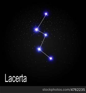 Lacerta Constellation with Beautiful Bright Stars on the Background of Cosmic Sky Vector Illustration EPS10. Lacerta Constellation with Beautiful Bright Stars on the Backgro