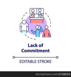 Lack of commitment concept icon. Relationship problem. Divorce reason abstract idea thin line illustration. Isolated outline drawing. Editable stroke. Roboto-Medium, Myriad Pro-Bold fonts used. Lack of commitment concept icon