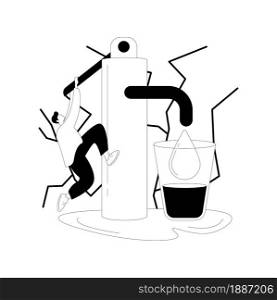 Lack of fresh water abstract concept vector illustration. Drinking water contamination, lack of sanitation service, drought, shortage of fresh water, environmental issue abstract metaphor.. Lack of fresh water abstract concept vector illustration.