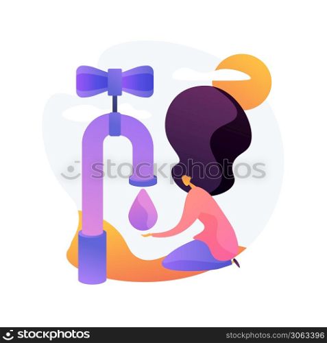 Lack of fresh water abstract concept vector illustration. Drinking water contamination, lack of sanitation service, drought, shortage of fresh water, environmental issue abstract metaphor.. Lack of fresh water abstract concept vector illustration.