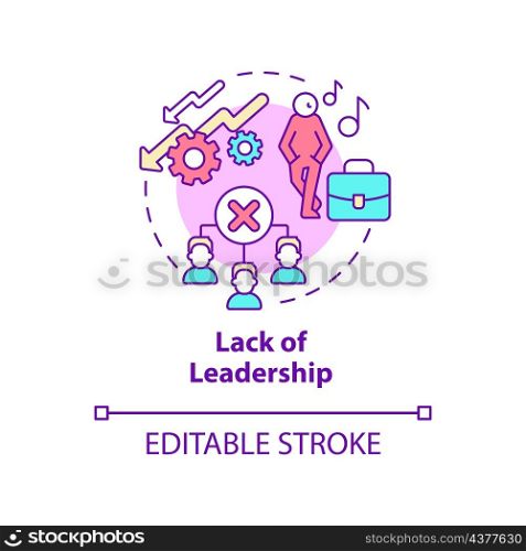 Lack of leadership concept icon. Failure of teamwork. Team structure building abstract idea thin line illustration. Isolated outline drawing. Editable stroke. Roboto-Medium, Myriad Pro-Bold fonts used. Lack of leadership concept icon