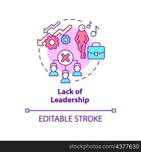 Lack of leadership concept icon. Failure of teamwork. Team structure building abstract idea thin line illustration. Isolated outline drawing. Editable stroke. Roboto-Medium, Myriad Pro-Bold fonts used. Lack of leadership concept icon