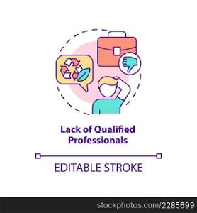 Lack of qualified professionals concept icon. Circular economy challenge abstract idea thin line illustration. Isolated outline drawing. Editable stroke. Arial, Myriad Pro-Bold fonts used. Lack of qualified professionals concept icon
