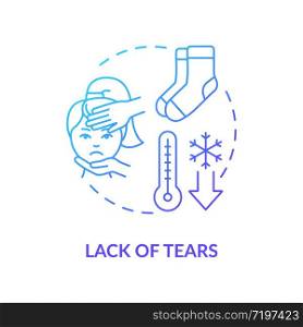 Lack of tears blue concept icon. Woman with dry eyes. Allergy and diabetes. Tears evaporation. Rotavirus symptom idea thin line illustration. Vector isolated outline RGB color drawing