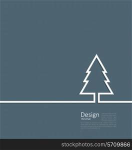Laconic design of xmas tree fir on cleaness line flat template corparate style with space for text - vector