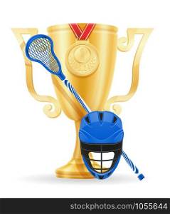 lacrosse cup winner gold stock vector illustration isolated on white background