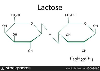Lactose chemical formula. Science element. Molecular structure. Organic compound. Vector illustration. Stock image. EPS 10.. Lactose chemical formula. Science element. Molecular structure. Organic compound. Vector illustration. Stock image.