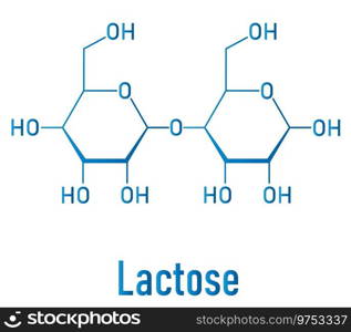 Lactose milk sugar molecule skeletal formula Vector Image