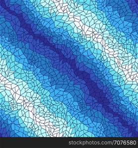 Lacy geometric seamless vector pattern in blue and white hues, blue lines forming the polygons