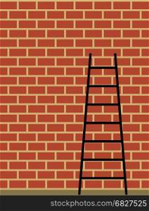 Ladder Against Brick Wall Vector Illustration