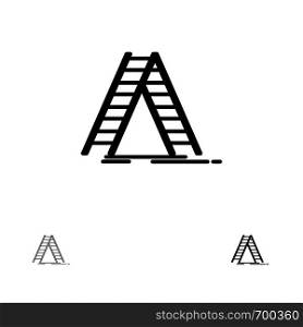 Ladder, Building, Construction, Repair Bold and thin black line icon set