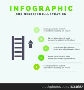Ladder, Stair, Staircase, Arrow Solid Icon Infographics 5 Steps Presentation Background
