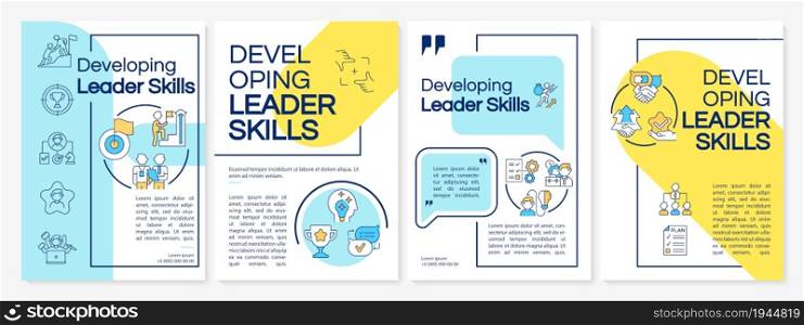 Lader skills brochure template. Professional growth. Flyer, booklet, leaflet print, cover design with linear icons. Vector layouts for presentation, annual reports, advertisement pages. Lader skills brochure template