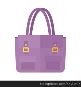 Ladies handbag in flat style. Female bag isolated.. Ladies handbag in flat style. Female handbag isolated on white background. Elegant ladies two colored bag. Elegant ladies leather bag. Flat female accessories object. Clutch bag. Vector illustration