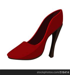 Ladies red shoe icon in cartoon style isolated on white background. Ladies red shoe icon, cartoon style