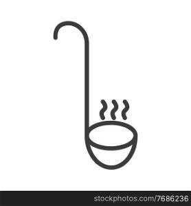 Ladle for the kitchen. Simple food icon in trendy line style isolated on white background for web applications and mobile concepts. Vector illustration. EPS10. Ladle for the kitchen. Simple food icon in trendy line style isolated on white background for web applications and mobile concepts. Vector illustration