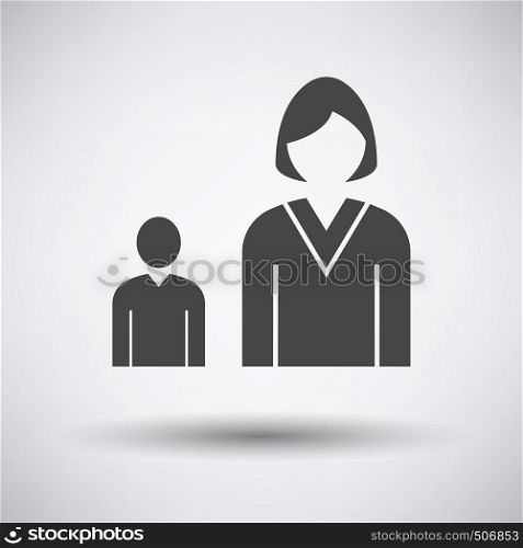 Lady Boss With Subordinate Icon on gray background, round shadow. Vector illustration.