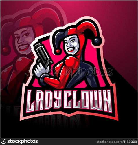Lady clown esport mascot logo