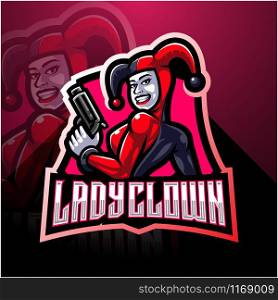 Lady clown esport mascot logo
