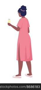 Lady in pink dress for formal occasion semi flat color vector character. Editable figure. Full body person on white. Wedding simple cartoon style illustration for web graphic design and animation. Lady in pink dress for formal occasion semi flat color vector character