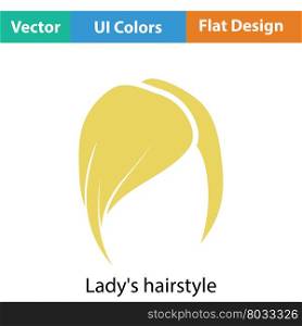 Lady&rsquo;s hairstyle icon. Flat color design. Vector illustration.